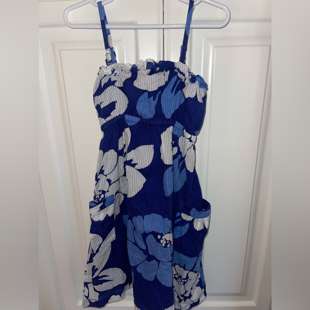 Old Navy Girls Sundress Sz S 6/7 Blue White Flowers